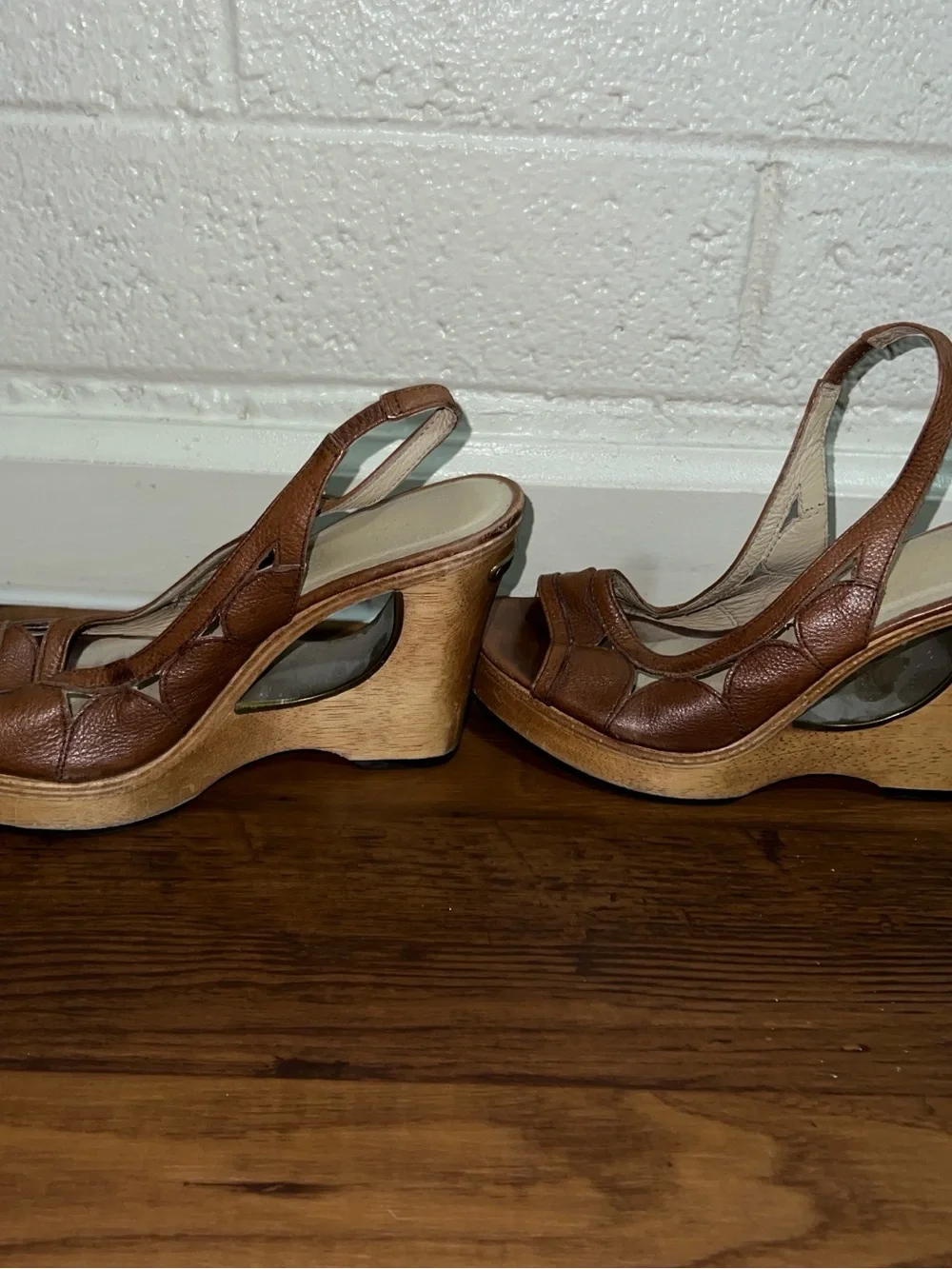 Vintage Y2K Michael Kors Wooden Sandal Wedges Size 6.5